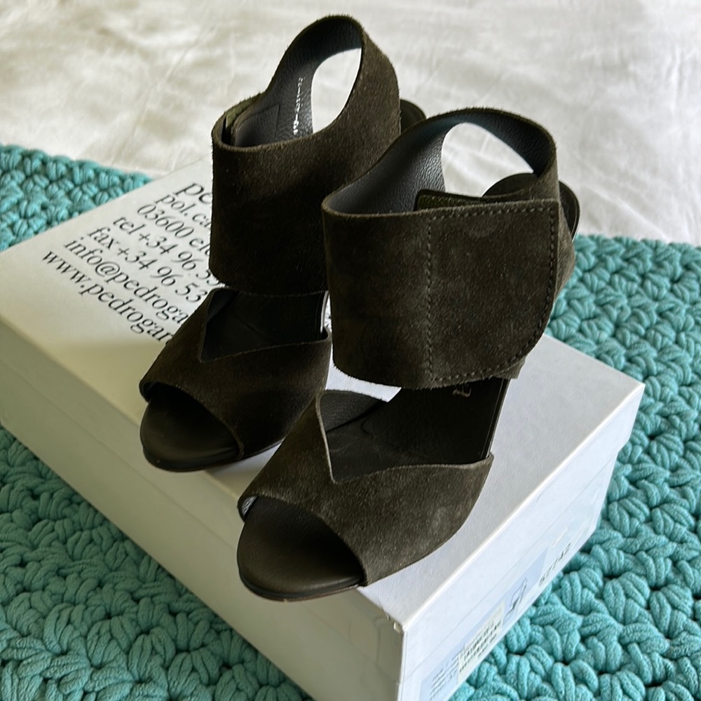 Pedro Garcia Sissel Olive Suede Sandals